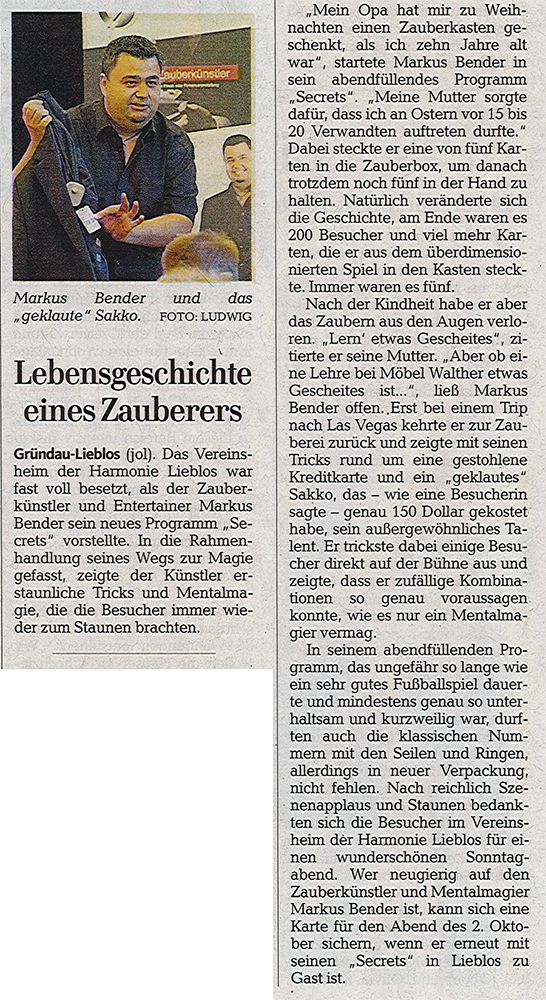 Gelnhäuser Neue Zeitung 13.05.2016 - Premiere von Secrets